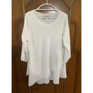 Y&S   Longsleeve High Low Blouse With Emblem On Sleeve. Size Medium.  B21